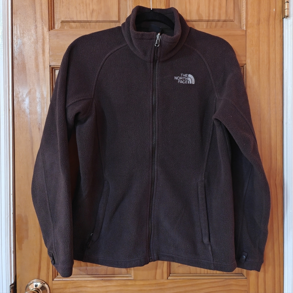 The North Face Dark Brown Fleece Jacket Coat Size Medium M Full Zipper